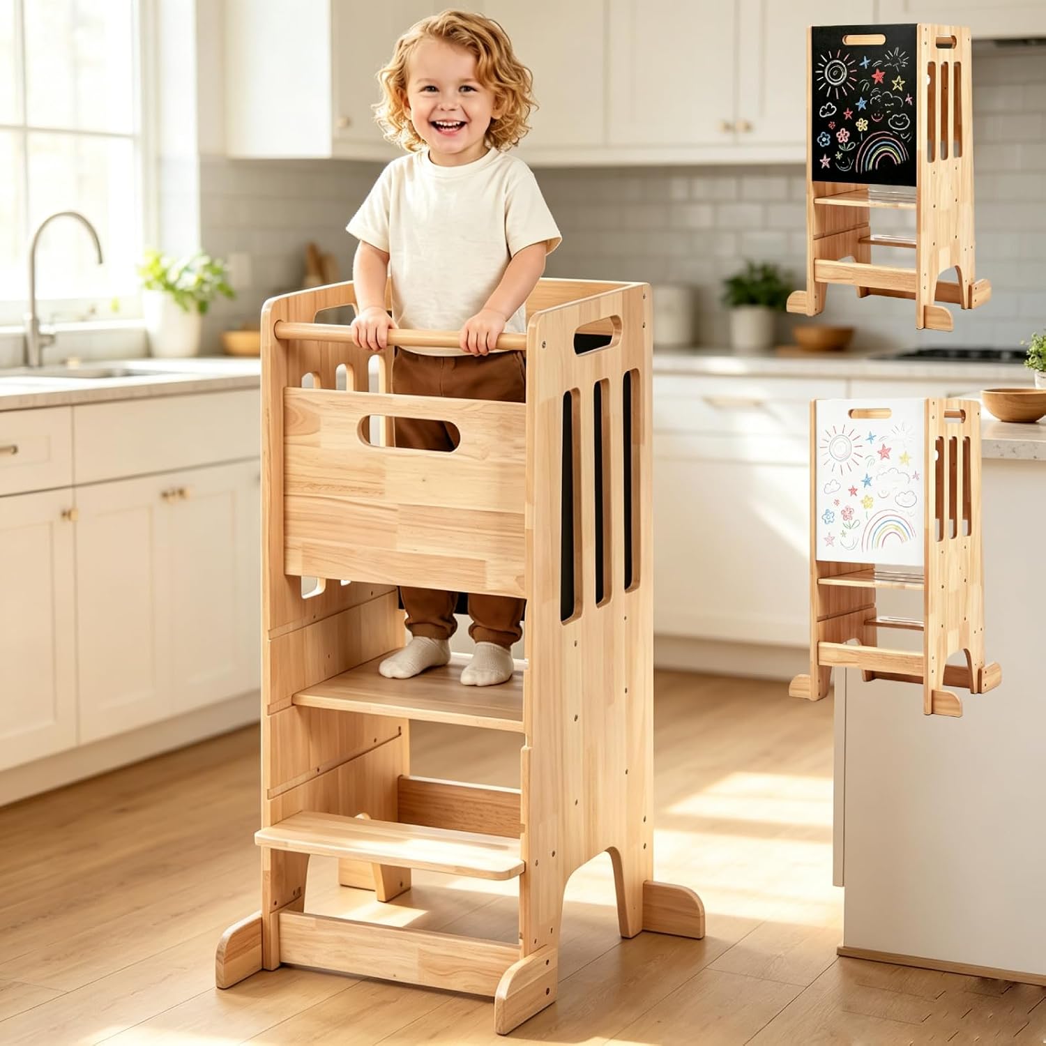 Toddler Learning Tower - كرسي تعليمي للأطفال الصغار، كرسي خشبي