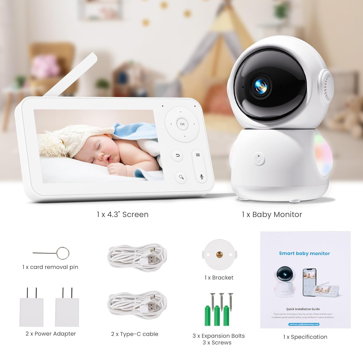 شاشة 4.3 بوصة بدقة 2 ميجابكسل  - مراجعة Wireless Baby Monitor وسعره