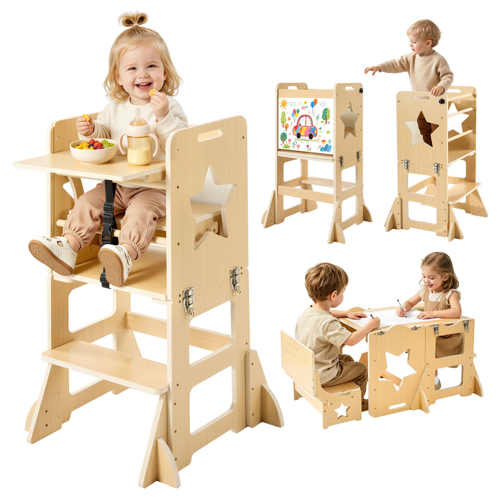 برج الأطفال الخشبي، 6 في 1 كرس - مراجعة Toddler Learning Tower وسعره